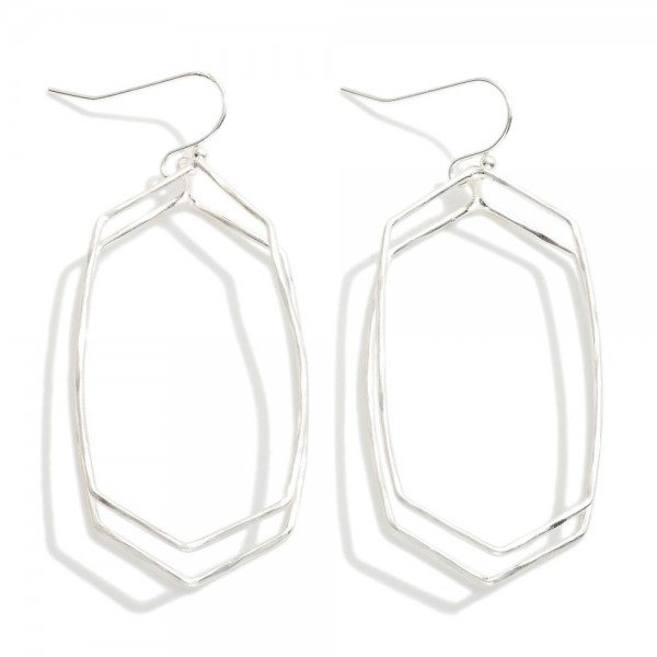 Wholesale layered Hollow Metal Hexagon Drop Earrings L