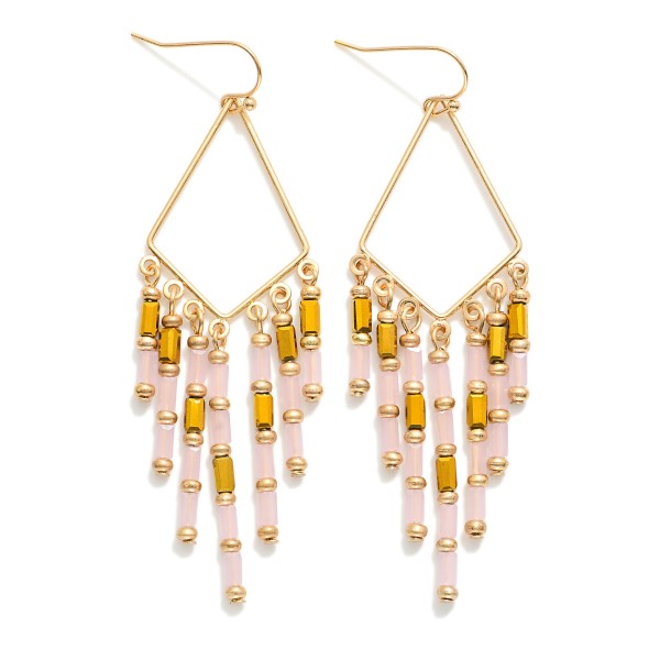 Metal Tone Beaded Chandelier Drop Earrings 

- Approximately 3" L 