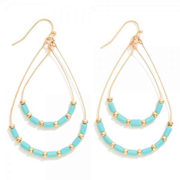 Wholesale layered Beaded Wire Teardrop Drop Earrings L