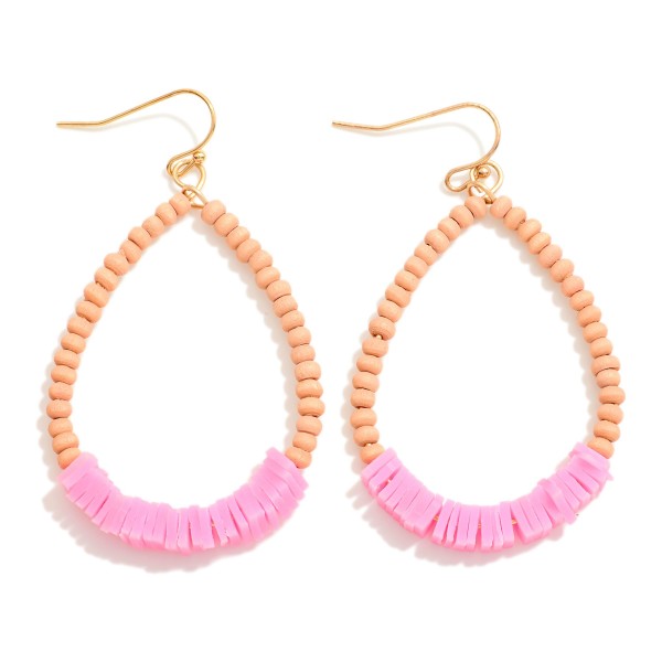 Wholesale beaded Teardrop Drop Earrings Wood Puka Shell Beads L
