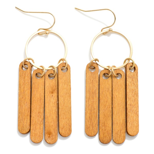 Wholesale gold Hoop Drop Earrings Wood Tassels L