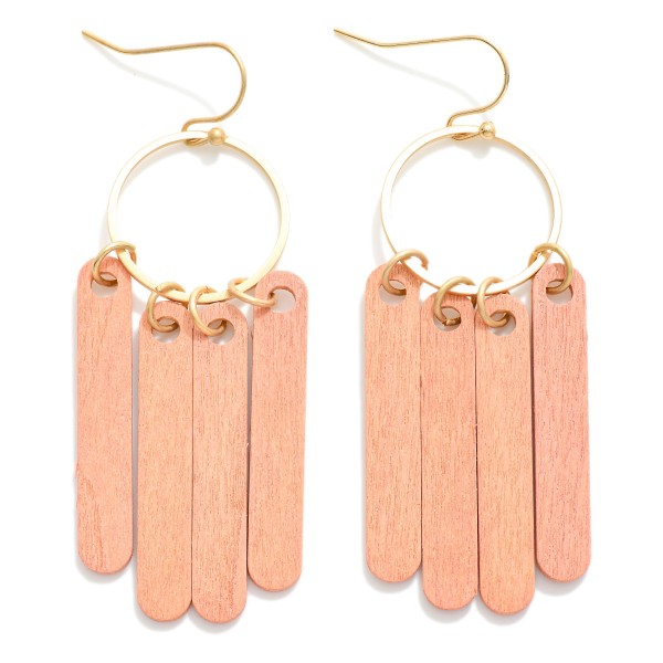 Wholesale gold Hoop Drop Earrings Wood Tassels L