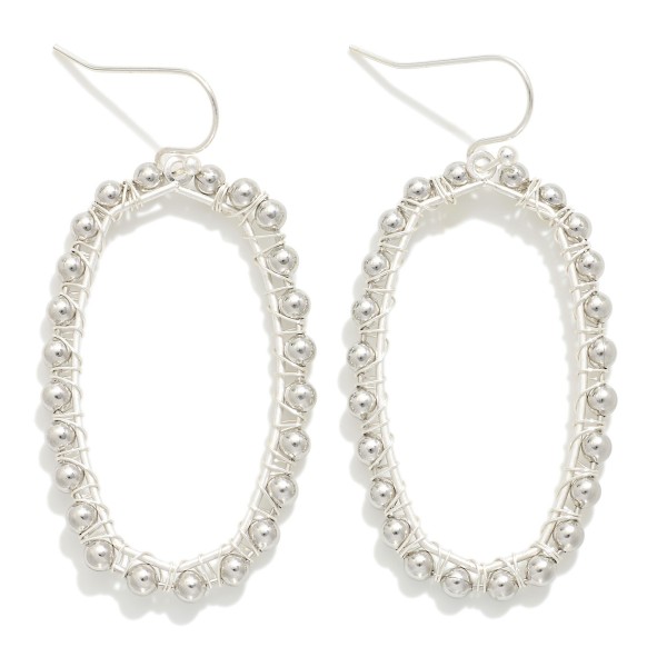 Wholesale metal Wire Wrapped Beaded Hexagon Drop Earrings L