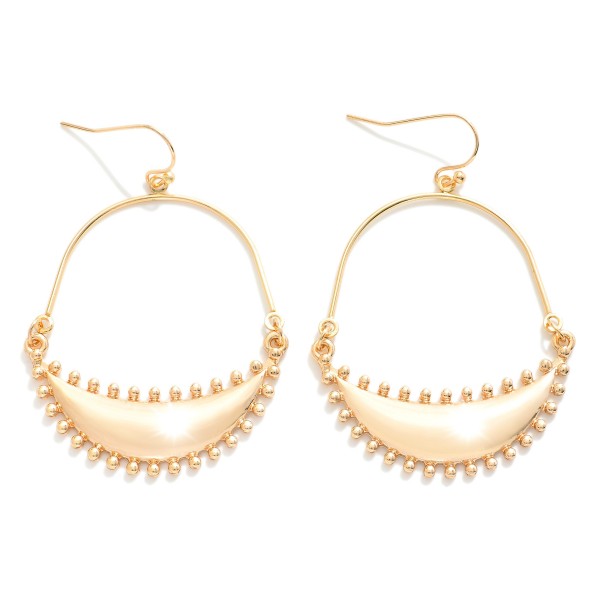 Wholesale linked Metal Half Hoop Drop Earrings Studded Crescent Detail L