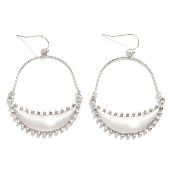 Wholesale linked Metal Half Hoop Drop Earrings Studded Crescent Detail L