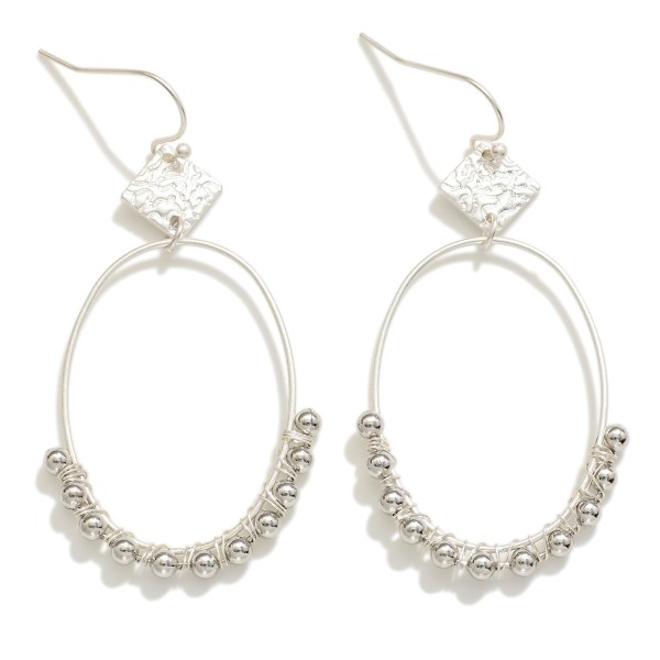 Wholesale metal Oval Drop Earrings Beaded Wire Wrap Detail L