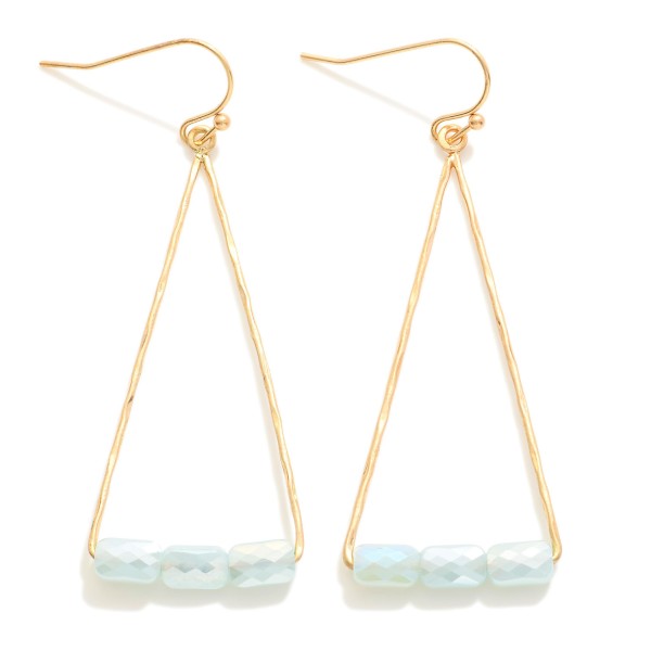 Wholesale simple Gold Triangle Drop Earrings Cushion Cut Beads L