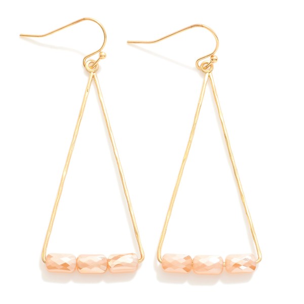 Wholesale simple Gold Triangle Drop Earrings Cushion Cut Beads L