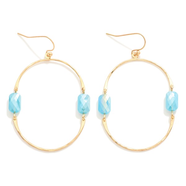 Wholesale cushion Cut Bead Linked Gold Half Circles Drop Earrings L