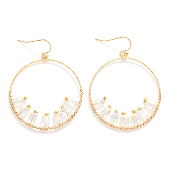 Wholesale gold Hoop Drop Earrings Cushion Cut Beads L