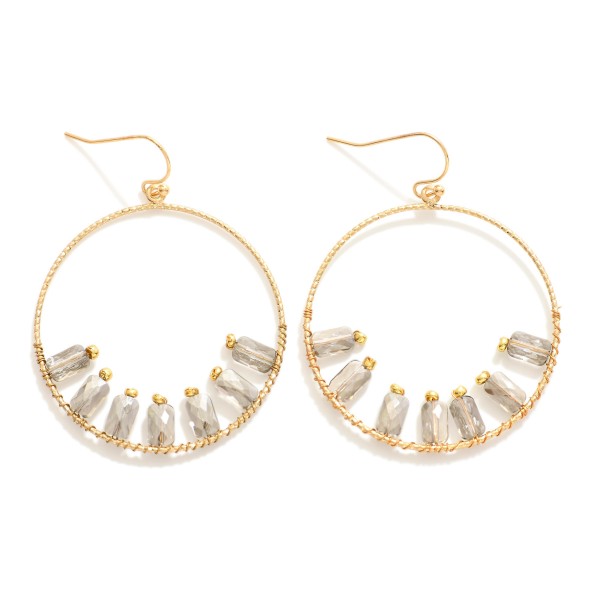 Wholesale gold Hoop Drop Earrings Cushion Cut Beads L