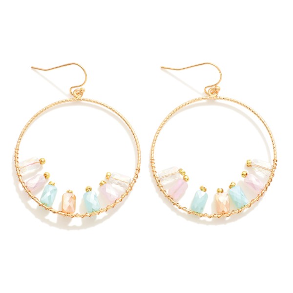 Wholesale gold Hoop Drop Earrings Cushion Cut Beads L