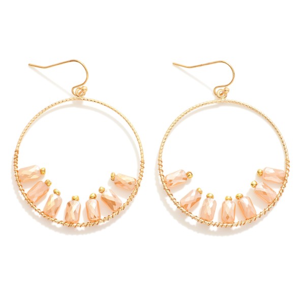 Wholesale gold Hoop Drop Earrings Cushion Cut Beads L