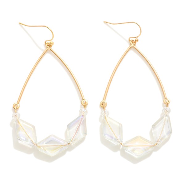 Wholesale linked Gold Teardrop Beaded Drop Earrings L