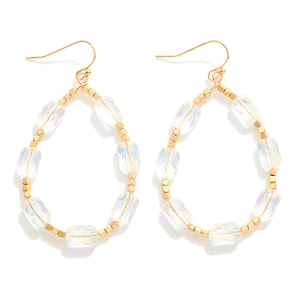 Wholesale cushion Cut Beaded Loop Drop Earrings Gold Bead Accents L