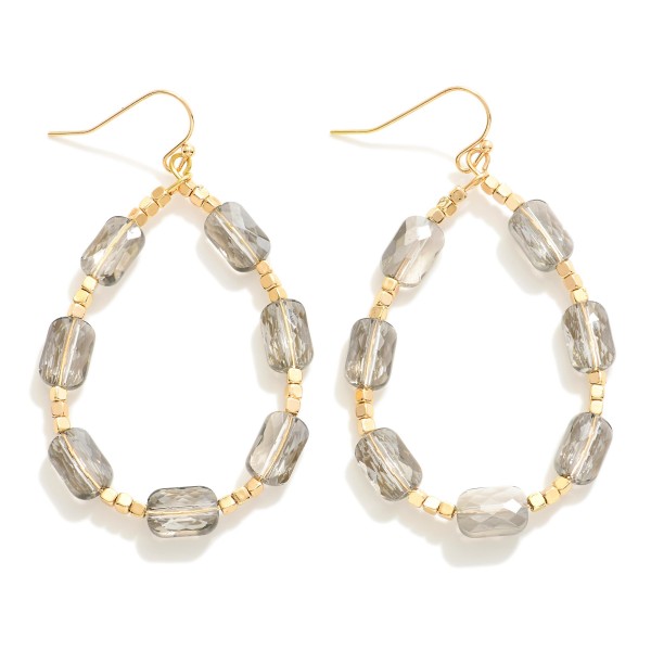 Wholesale cushion Cut Beaded Loop Drop Earrings Gold Bead Accents L