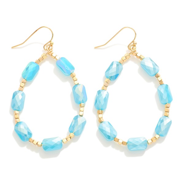 Wholesale cushion Cut Beaded Loop Drop Earrings Gold Bead Accents L