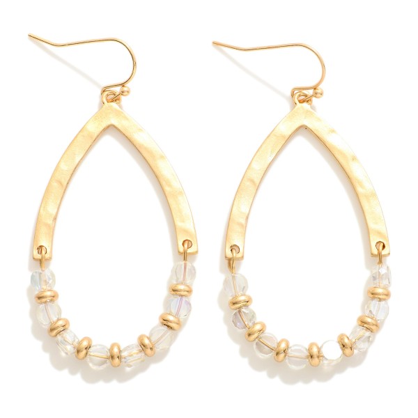 Wholesale linked Hammered Metal Beaded Wire Drop Earrings L