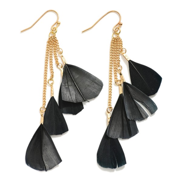 Wholesale chain Link Feather Tassels Drop Earrings L