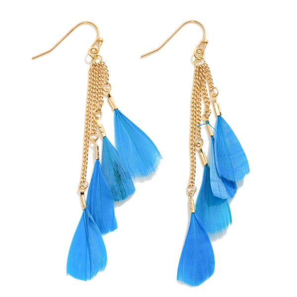 Wholesale chain Link Feather Tassels Drop Earrings L