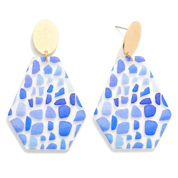 Wholesale speckled Geometric Acetate Post Drop Earrings L