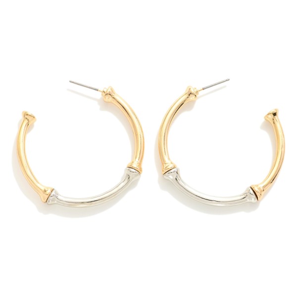 Wholesale two Metal Bamboo Hoop Earrings D