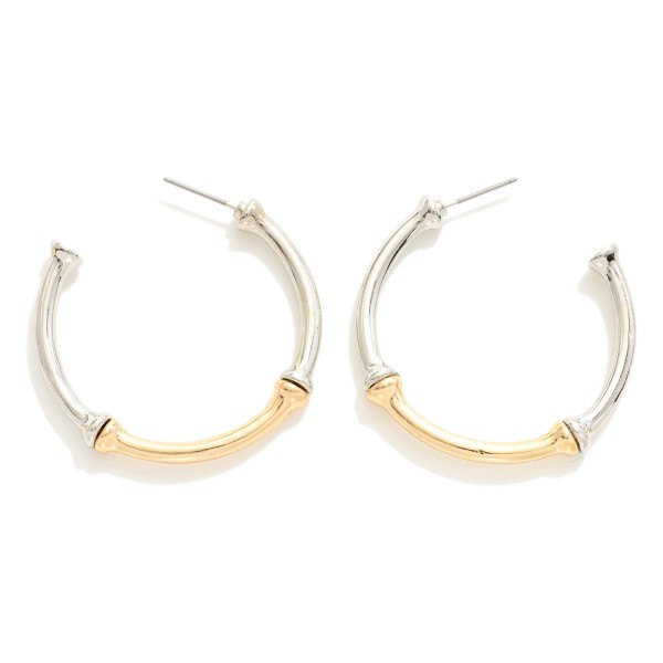 Wholesale two Metal Bamboo Hoop Earrings D
