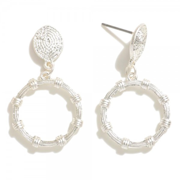 Wholesale textured Metal Hoop Post Drop Earrings L