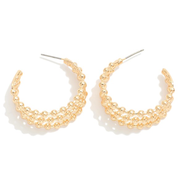 Wholesale layered Metal Beaded Hoop Earrings D