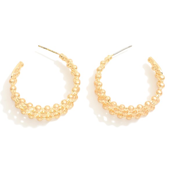 Wholesale layered Metal Beaded Hoop Earrings D