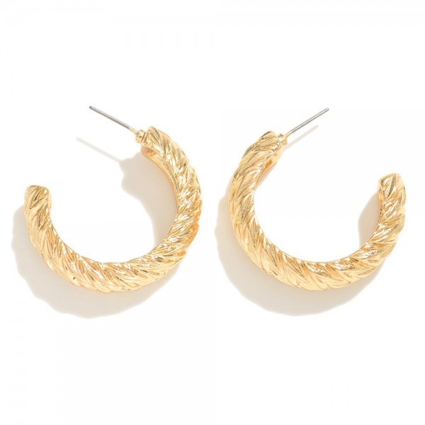 Wholesale chunky Textured Metal Hoop Earrings D