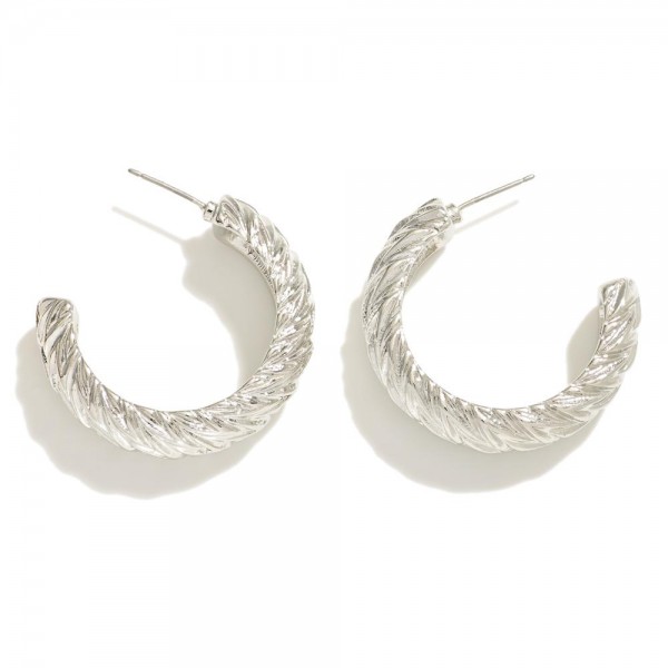 Wholesale chunky Textured Metal Hoop Earrings D