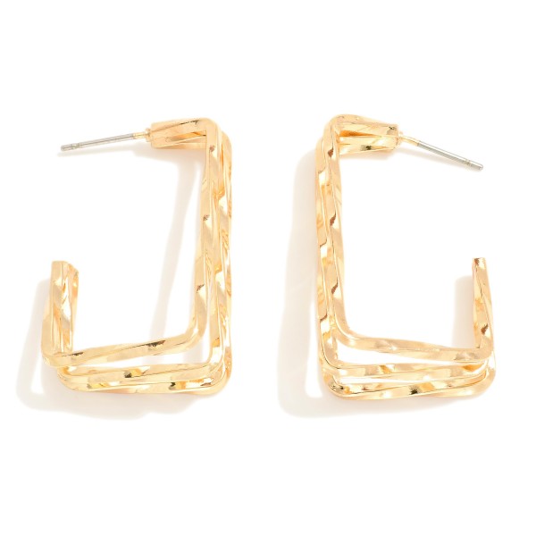 Wholesale plated Brass Rectangular Twisted Wire Hoop Earrings Brass Base L