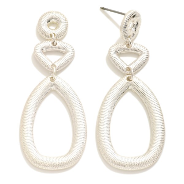 Wholesale linked Ribbed Metal Shapes Drop Earrings L
