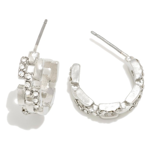 Wholesale metal Chain Link Hoop Earrings Rhinestone Details D