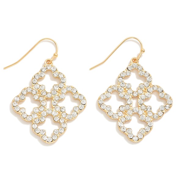 Wholesale rhinestone Studded Cluster Clovers Drop Earrings L
