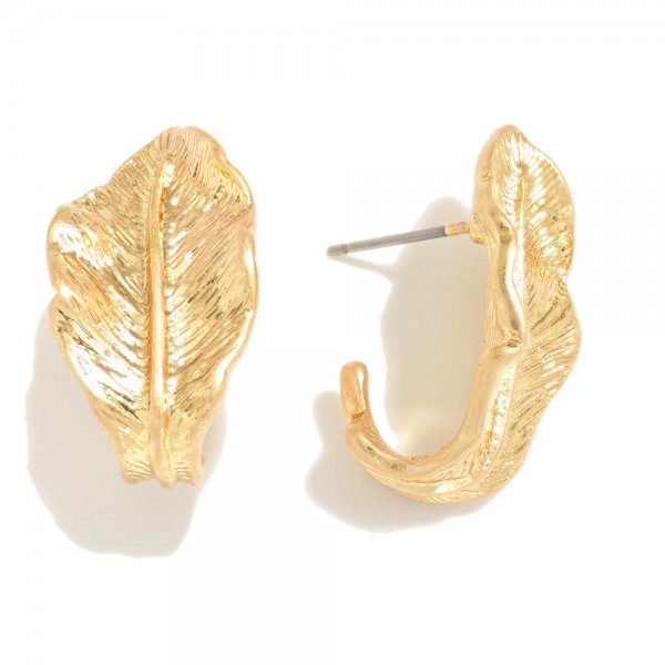 Wholesale metal Leaf Hoop Post Drop Earrings L