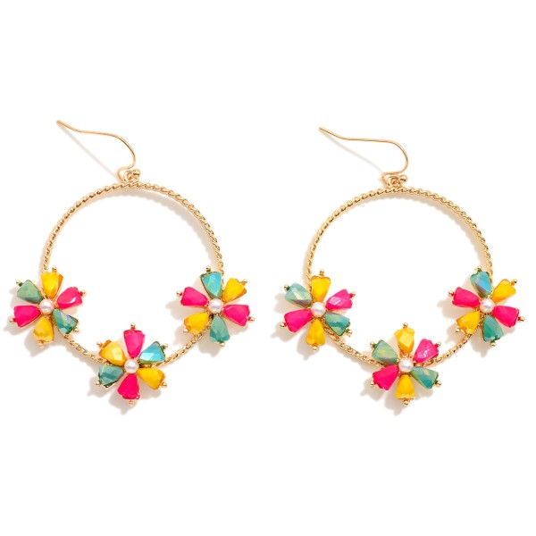 Wholesale twisted Hoop Drop Earrings Rhinestone Pearl Flowers L