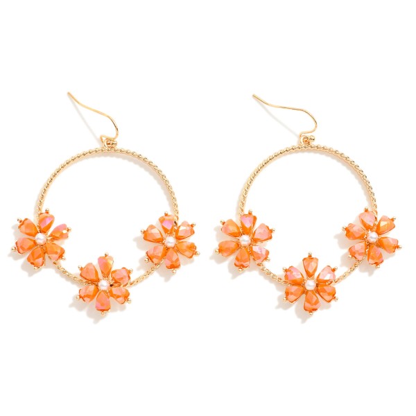 Wholesale twisted Hoop Drop Earrings Rhinestone Pearl Flowers L