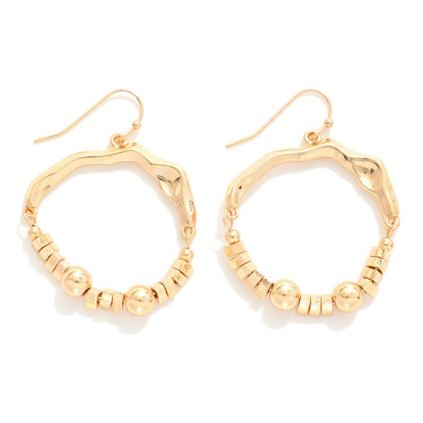 Wholesale eccentric Metal Half Hoop Beaded Wire Drop Earrings L