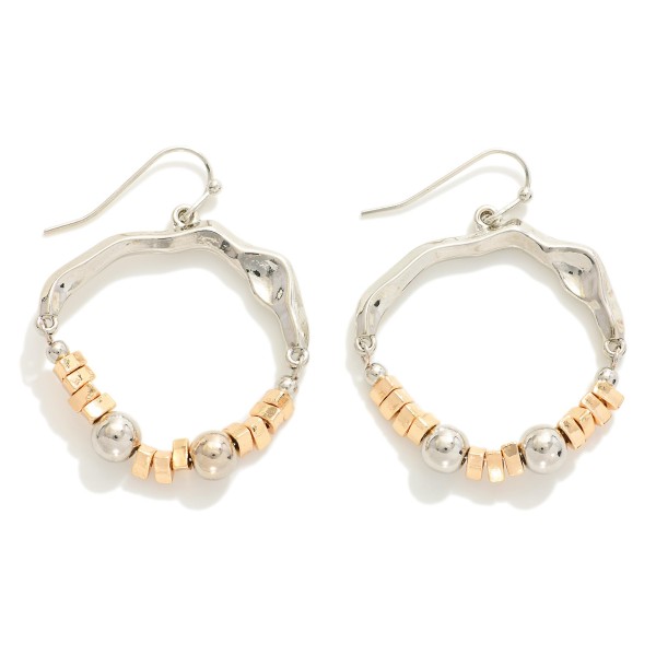 Wholesale eccentric Metal Half Hoop Beaded Wire Drop Earrings L