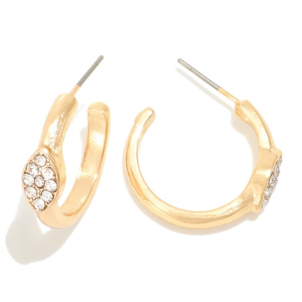 Wholesale metal Hoop Earrings Rhinestone Detail D