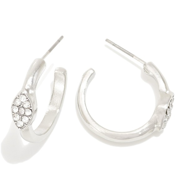 Wholesale metal Hoop Earrings Rhinestone Detail D