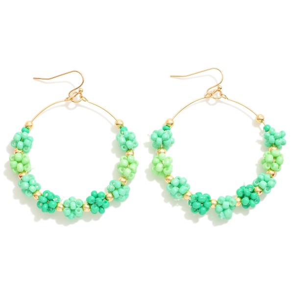 Wholesale cluster Beaded Metal Wire Hoop Drop Earrings L