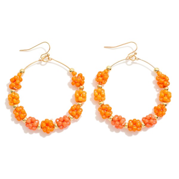 Wholesale cluster Beaded Metal Wire Hoop Drop Earrings L