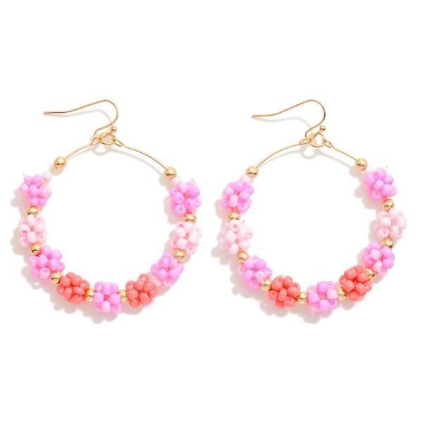 Wholesale cluster Beaded Metal Wire Hoop Drop Earrings L