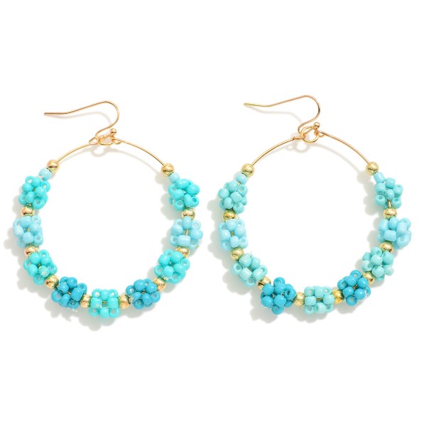 Wholesale cluster Beaded Metal Wire Hoop Drop Earrings L