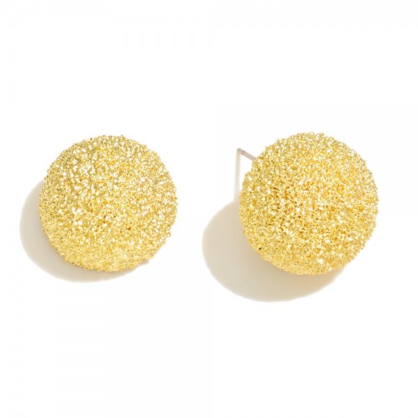 Textured Metal Tone Dome Stud Earrings 

- Approximately .75" L