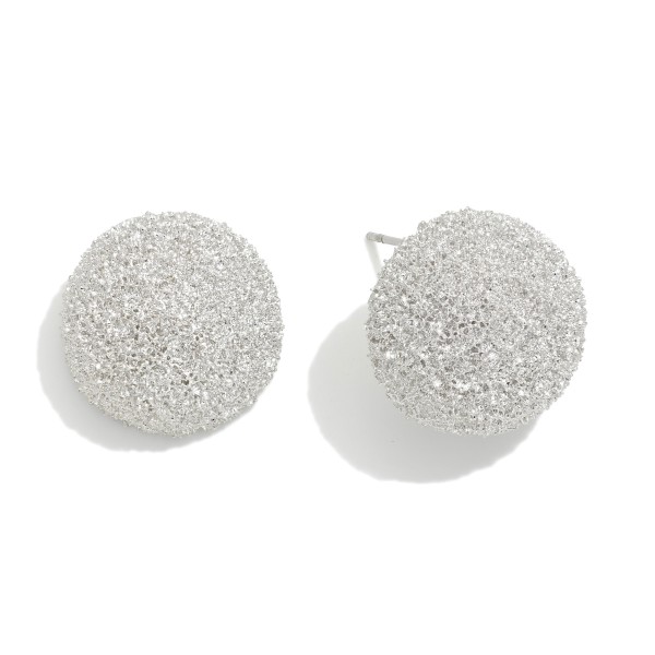 Textured Metal Tone Dome Stud Earrings 

- Approximately .75" L