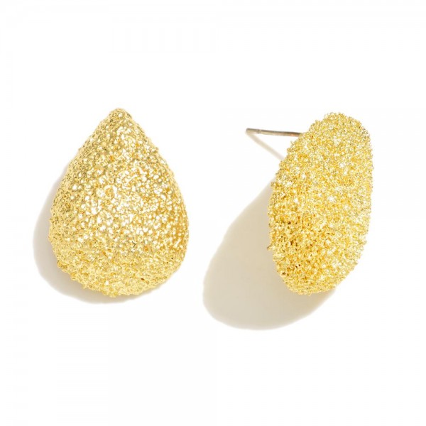 Wholesale textured Metal Teardrop Post Drop Earrings L